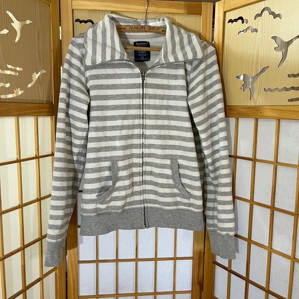 Bluenotes zippered stripped hoodie